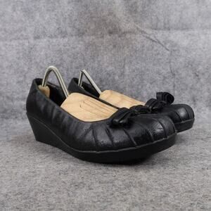 Skechers Shoes Womens 9.5 Wedge Slip On Ballet Flat Fashion Classic Bow Black